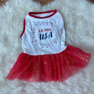 Little Miss USA Red and White Sparkle Pet Dress